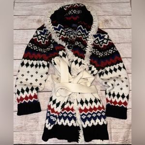 Sz XXL Polo Ralph Lauren Intarsia Knit Nordic Cardigan Wool Blend Snowflake New‎